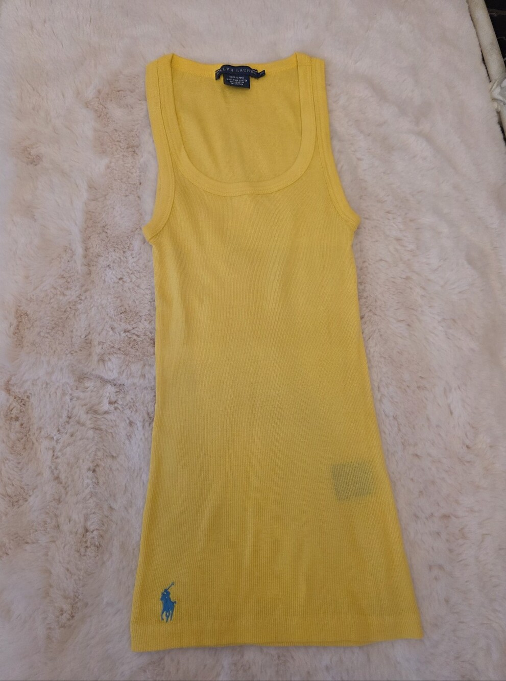 Ralph Lauren Bright Yellow Ribbed Tank with Blue Pony